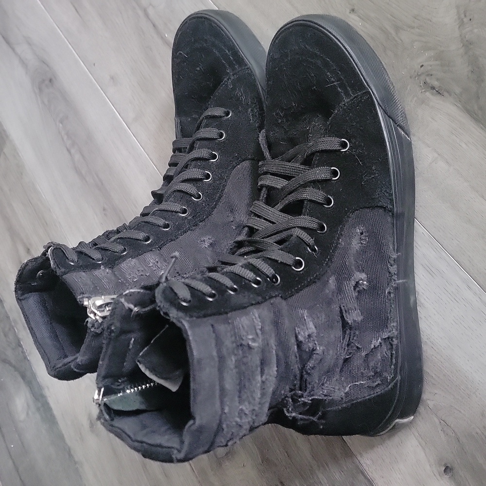 Palm Angels Black Gray Suede Canvas Hightops